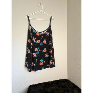 Torrid crochet trim black floral swing tank top shirt 4 4x